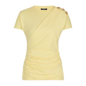발망 드레이프 디테일 티셔츠, 옐로우계열, Standard L(KR 66)