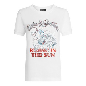 돌체앤가바나 프린트 디테일 티셔츠, 화이트계열, Italy 48(KR 77)