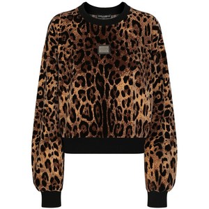 돌체앤가바나 레오파드 자카드 셔닐 스웨터, 브라운계열+블랙계열, Standard S(KR 55)