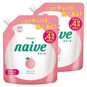 나이브 바디 솝 복숭아 잎 은은하게 달콤한 프루티 플로럴, 1.6L, 2개