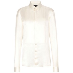 돌체앤가바나 빕 디테일 실크 셔츠, 화이트계열, Italy 52(KR 99)