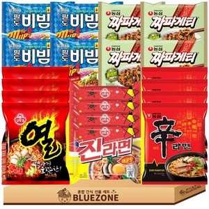 봉지라면 C세트 신라면4 진라면매운맛4 짜파게티4 팔도비빔면4 열라면4 라면스틱4, 1세트, (4개 X 1박스 X 20개)