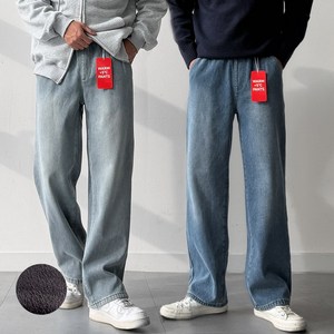 [본딩 기모] 남자 남성 언빌 남자 세미와이드 올밴딩 워싱 데님 겨울 청바지 팬츠