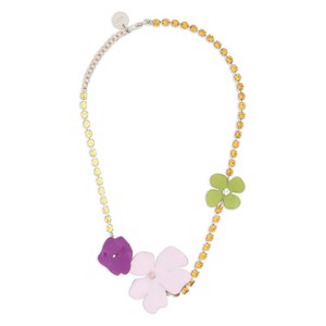 마르니 플라워 장식 라인스톤 네크리스