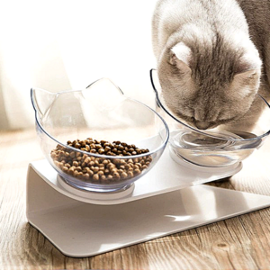 오어브랜드 고양이 강아지 반려동물 밥그릇 식기, 2구, 투명