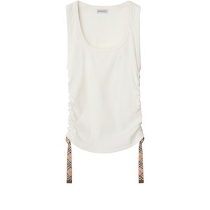 버버리 체크 트리밍 탱크 탑, 베이지계열, Mid standard M