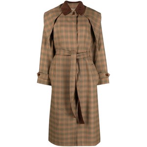 겐조 프린스 오브 웨일즈 패턴 벨트 트렌치코트