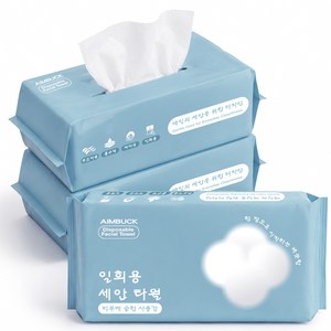 Aimbuck 순면 일회용 페이스 타올 수건대용 팝업타입, 100매, 3개