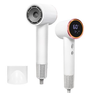 RichMagic 초고속 초경량 초경음 BLDC 음이온 12가지 모드 LED스크린 디스플레 셀프 클리닝 기능 가정용 헤어드라이기 1600W+자석 노즐