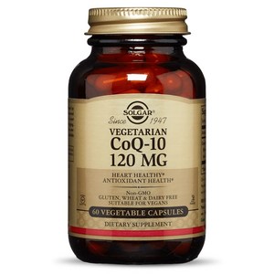 솔가 베지테리안 CoQ-10 120mg 글루텐 프리 무설탕 베지터블 캡슐, 1개, 60정