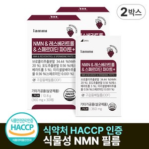 식물성 NMN 필름 레스베라트롤 스페르미딘 파이토 HACCP 식약처인증 엔엠엔 필름, 2박스, 30회분
