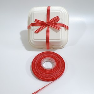 체크 리본끈 포장 리본 1cm x 45m, 레드