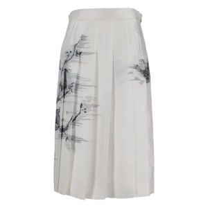 톰 브라운 버드 프린트 플리츠 미디 스커트, 화이트계열, Italy 44(KR 77)
