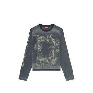 디젤 T-조리-A 그래픽 긴소매 티셔츠, 블랙계열, Standard XL(KR 110)