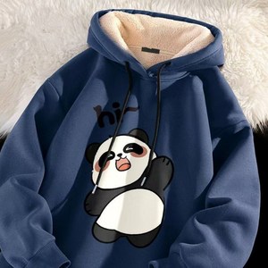 Vezi 후드 기모 후드티 남성 겨울 두꺼운 캐시미어 보온 점퍼 팬더 청년용 양털 후드 222ZFY