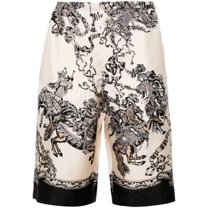 구찌 바로크 프린트 실크 쇼츠, 베이지계열+블랙계열, Italy 44(KR 71)