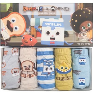 엠알키즈 남아용 브레드이발소 브래드홀릭 삼각팬티 5종 세트