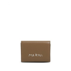 마르니 로고 자수 가죽 지갑