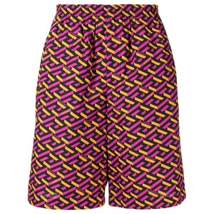 베르사체 르 그레카 프린트 밴딩 웨이스트 쇼츠