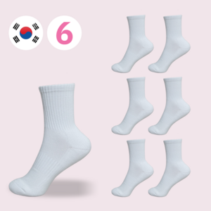 비바슈슈 여성용 더블 쿠션 러닝 스포츠 무지 중목 양말 6켤례 (230~250mm)