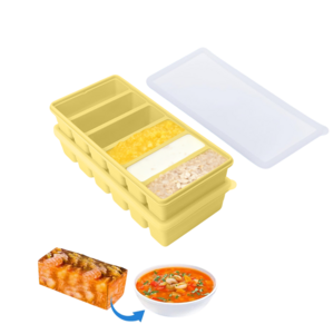 SMABAT 밀폐 실리콘큐브 2개세트 냉동 보관용기 얼음틀 실리콘 큐브 6구 1200ml, 600ml, 옐로우, 2개