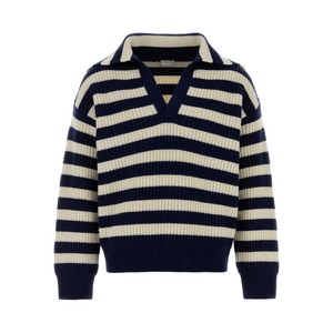 보테가 베네타 울 혼방 스트라이프 스웨터, 블루계열+베이지계열, S(KR 95)
