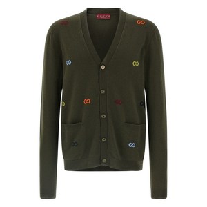 구찌 GG 인타르시아 버튼 업 가디건