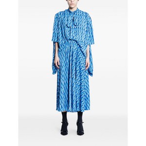 발렌시아가 프린트 더블 소매 미디 드레스, 블루계열, France 36(KR 55)