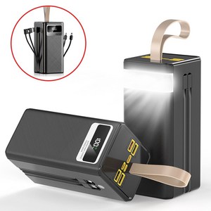 THOUSTA 대용량 보조배터리 60000mAh 고속충전PD 22.5W 멀티단자 케이블 내장 차박 여행 캠핑용 파워뱅크