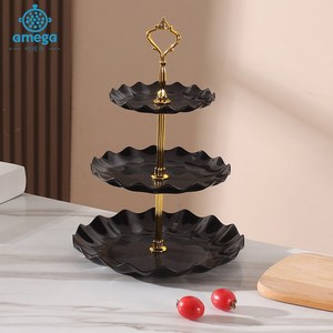 AMEGA 3단 트레이 과일 케이크 간식 파티 스탠 쟁반 트레이