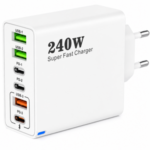 240W 접지 초고속 충전기 6포트 3USB+3PD 적용애플 아이폰 아이패드 삼성 갤럭시 픽셀 고속 전원 어댑터