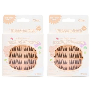 Char 핸드메이드 더 플러피 베이커리 달링 마카롱 인조 속눈썹, 블랙, 2개