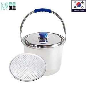 국산 스텐 들통 대 15L SS304 육수통 찜통 곰솥 양동이 빨래 삶는 통 냄비, 1개, 실버, 32cm