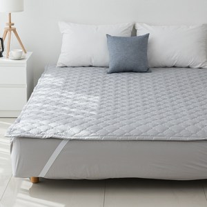 숙면에 눕다 고정밴드 순면 누빔 항균 침대패드, 그레이