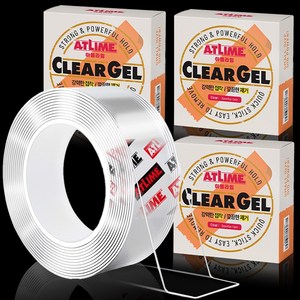 아뜰라임 클리어겔 자국없는 초강력 실리콘 양면 테이프 3cm x 5m, 투명, 3개
