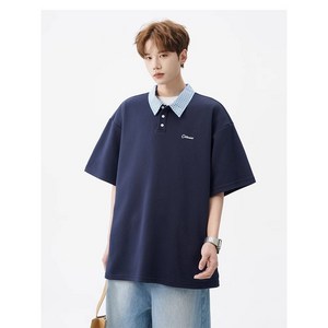 ANYOU 폴로 셔츠 루즈핏 패션 남성 여름 반팔티셔츠 M-3XL