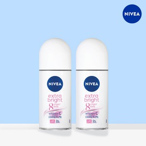 니베아 데오드란트 롤온 엑스트라 브라이트, 50ml, 2개