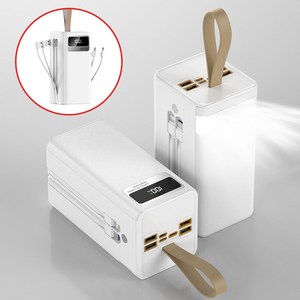 보조배터리 대용량 60000mAh 고속충전PD 22.5W 2개 케이블 내장 차박용 캠핑용 야외용 멀티단자