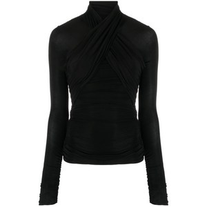 생로랑 세미 시스루 터틀 넥 티셔츠