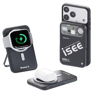 아이시(isee)맥세이프 준고체 보조배터리 10000mAh CCC 인증 3in1 냉각 15W 무선충전 22.5W 고속충전 애플워치 갤럭시워치 브리즈X