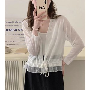 엠디스토어 프릴 가디건 레이온혼방 쿨 여성 스트링 가디건 여름 가디건
