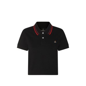 비비안웨스트우드 스트라이프 칼라 로고 폴로 탑, 블랙계열, Standard S(KR 55)