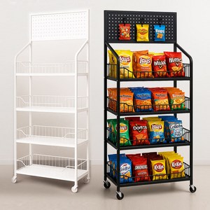 라이크하우스 편의점 간식 스낵 과자 진열대 매대 4단, 블랙, 1개