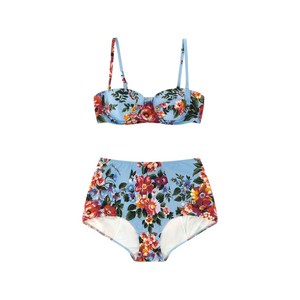 돌체앤가바나 플라워 프린트 비키니 세트, 블루계열+레드계열, Italy 1(KR 33)