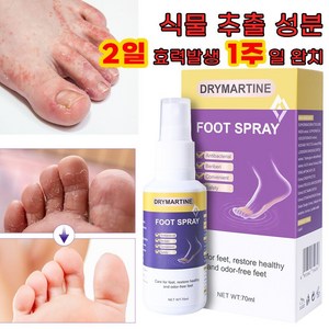 [국내배송]DRYMARTINE 대용량 무좀스프레이 무좀약 발바닥 가려움증 발 냄새 포진 완화 발톱무좀 발진균발무좀약 발톱무좀약 억제 다기능 올인원 발 관리 스프레이 발냄새제거제, 2개, 70ml