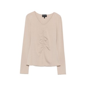 엠포리오아르마니 개더 이펙트 V넥 티셔츠, 베이지계열, Standard L(KR 77)