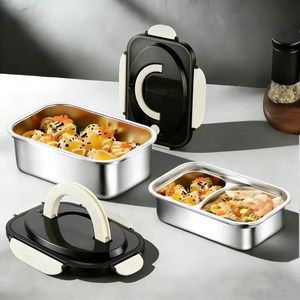 Siemzon 스테인리스 수납함 스텐 도시락통 2100ML+2체크 스텐 진공 밀폐 용기 세트, 2100ML 밀폐용..., 2세트