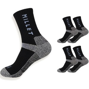 밀레 남성용 장목 등산 양말 5족, 250~270mm, 블랙, 1세트