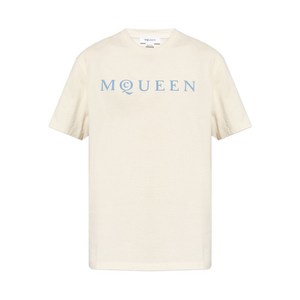 알렉산더맥퀸 로고 프린트 티셔츠, 베이지계열, Standard XL
