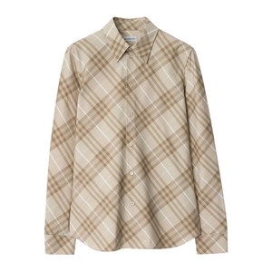 버버리 체크 패턴 코튼 셔츠, 베이지계열, UK 10(KR 55-66)